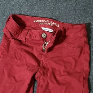 American Eagle Super Stretch Jeggings Maroon Sz 2